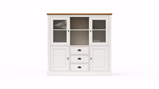 Highboard Louisiana - teilmassiv, Weiß