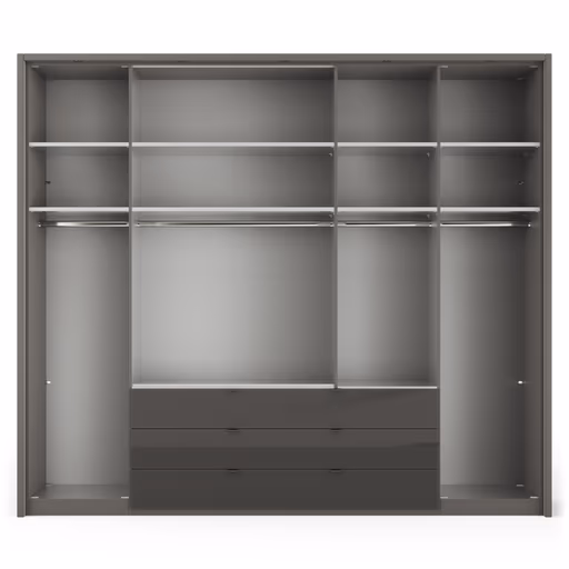Drehtürenschrank Marbella - B. ca. 257cm, Korpus, Front Glas, Weiß