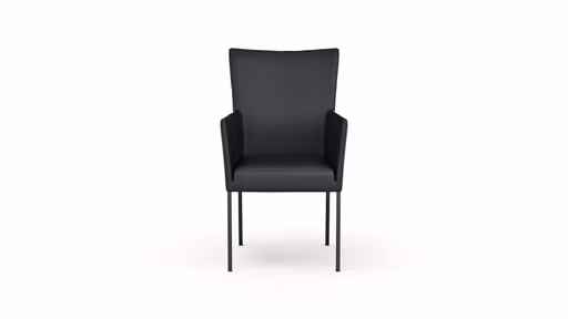 Armlehnstuhl Penthouse - Leder, Schwarz, 4 Fuß, Metall, Schwarz