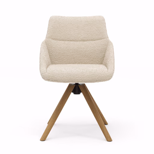 Stuhl Maluhia - mit niedriger Armlehne, drehbar, Stoff, Beige