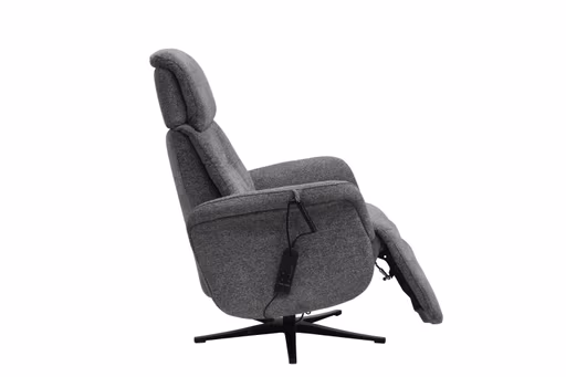 TV-Sessel MARLON - drehbar, Relaxfunktion, Kopfteilverstellung, Stoff, Graublau