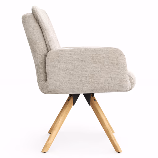 Armlehnstuhl Evania - Dreh und Relax-Funktion, niedriger Rücken, Stoff, Ecru