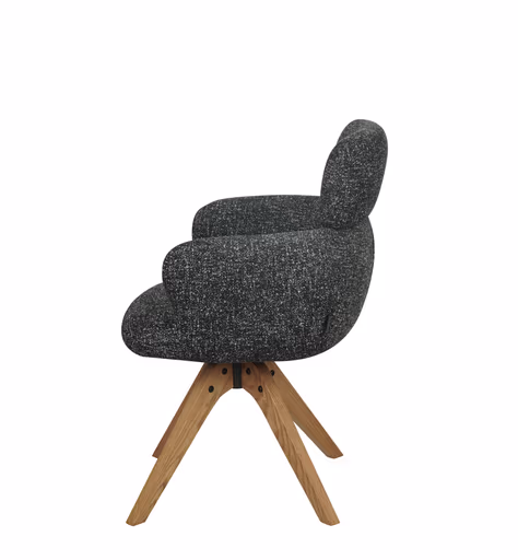 Armlehnstuhl MANJA - drehbar, Stoff, Graublau