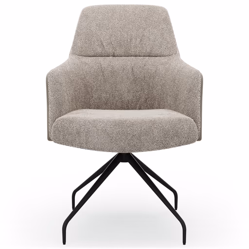 Armlehnstuhl Sagres - drehbar, Stoff & Leder, Graubeige, Creme