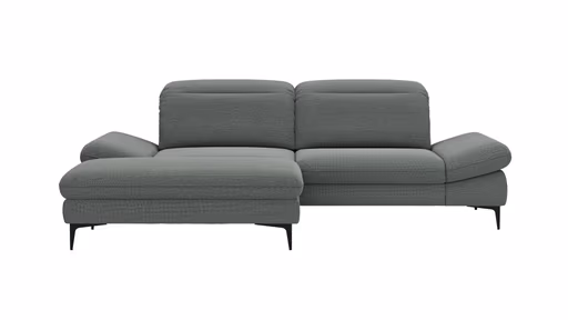 Ecksofa Alegria - Longchair links mit 1,5-Sitzer inkl. Kopfteil/ Armlehne/ Sitztiefe verstellbar, Stoff, Eisblau
