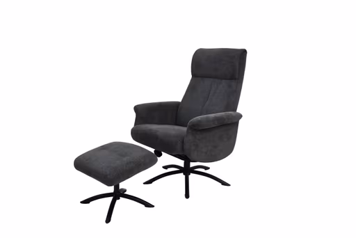 TV-Sessel MORTON mit Hocker - drehbar, Relaxfunktion, Stoff, Grau