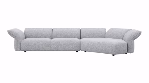 Trapezsofa Motone - 2-Sitzer mit Ecke rechts, Stoff, Hellgrau