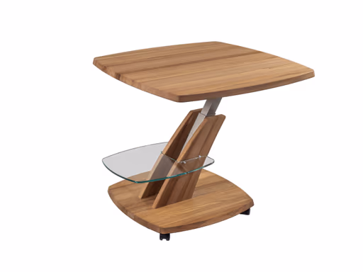 Couchtisch - höhenverstellbar, LBH ca. 70x70x47 cm, Wildeiche massiv