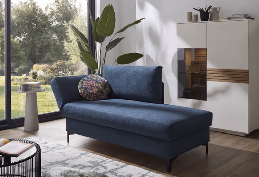 Schlafsofa Verano - Ausrichtung links inkl. Schlaffunktion und Bettkasten, Stoff, Petrol