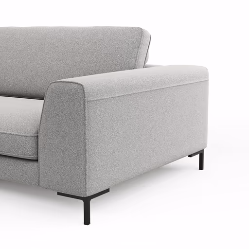 Ecksofa Solano - Longchair Links mit 2,5-Sitzer, Boucle, Hellgrau