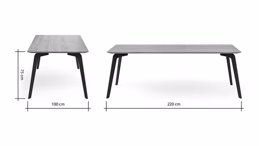 Esstisch Phoenix - LB ca. 220x100cm, Eiche geölt mit Epoxidharz dunkel