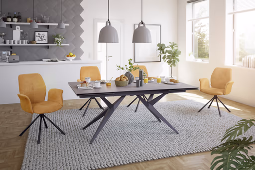 Armlehnstuhl MANOA - drehbar, Stoff, Senfgelb