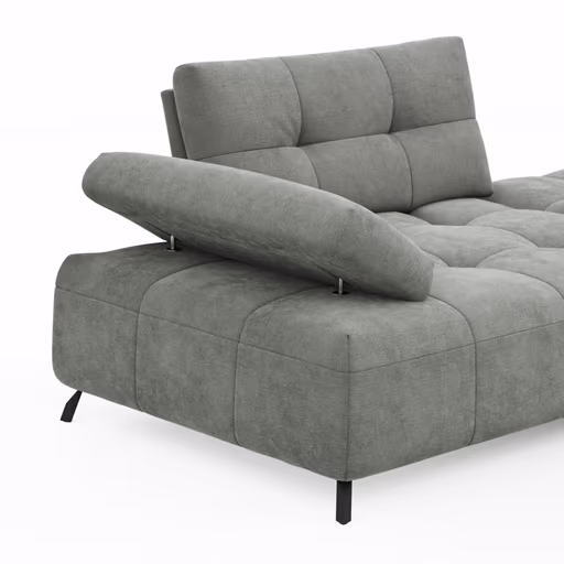 Ecksofa Comodo - 1-Sitzer, Longchair Rechts, Stoff, Hellgrau