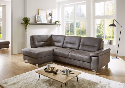 Ecksofa - Longchair links und 2,5-Sitzer, Stoff, Anthrazit
