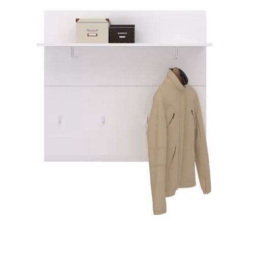 Garderobenpaneel- Weiß, Weiß, Hochglanz