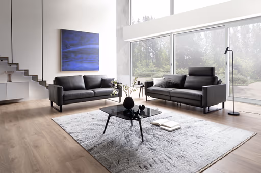 Sofa Enna - 3-Sitzer, Leder, Anthrazit