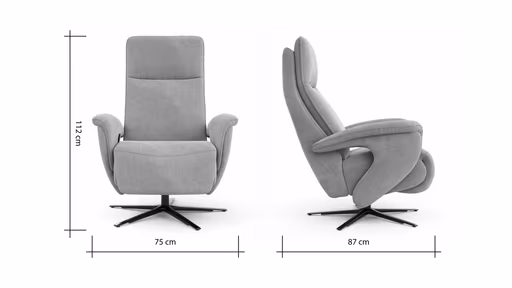 Sessel Tulsa Relax - Größe L, inkl. Kopf-/Fußteil/Rückenlehne verstellbar, Stoff, Graubeige