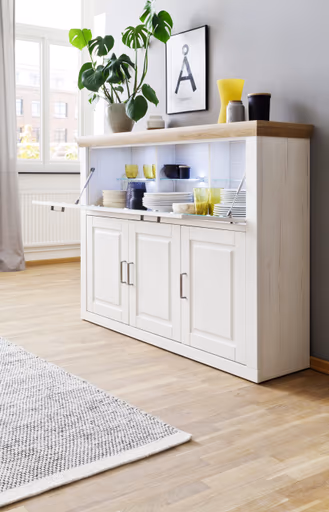 Highboard - mit Beleuchtung, Pinie Nachbildung