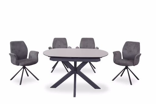 Esstisch MEGGIE - ausziehbar, LB ca. 130x100 cm, Glaskeramik, Grau