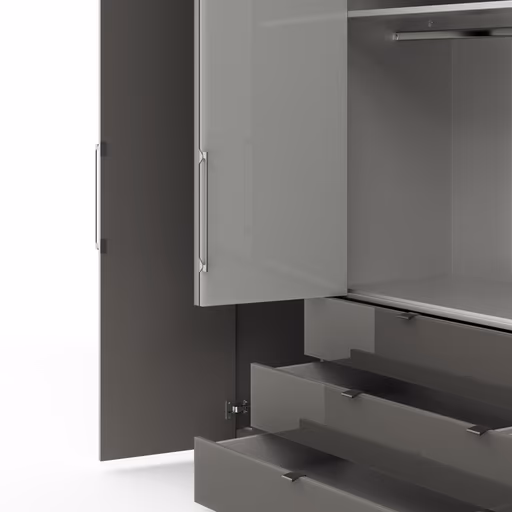 Drehtürenschrank Marbella - B. ca. 257cm, Korpus, Front Glas, Weiß