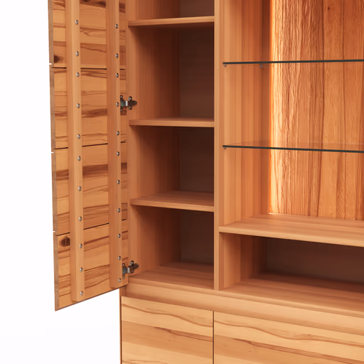 Vitrine Hillsboro - inkl. Beleuchtung, Buche/Kernbuche natur, geölt