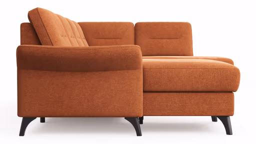 Wohnlandschaft Almyra - Longchair links, 2,5-Sitzer, Ottomane rechts, Stoff, Kupfer