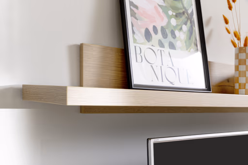 Wohnwand - mit Beleuchtung, Salbeigrün, Eiche Evoke Nachbildung