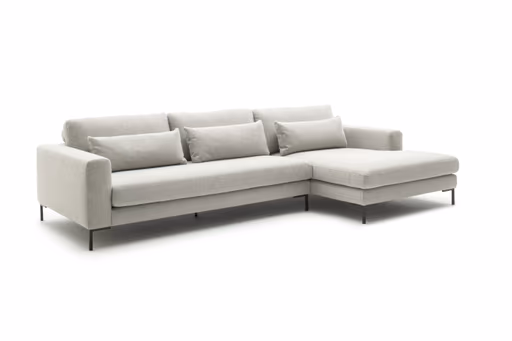 Ecksofa Solano - 2,5-Sitzer mit Longchair Rechts, Boucle, Natur