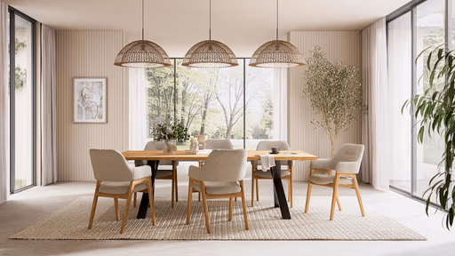 Esstisch Flore - LB ca. 240x120 cm, Wildeiche massiv, natur geölt