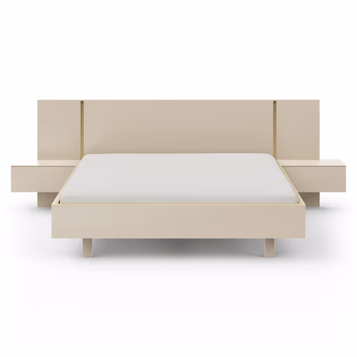 Bettanlage Matera - Lack, Creme, Absetzung, Eiche Milk
