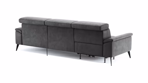 Ecksofa Anna - 2,5-Sitzer mit Longchair rechts inkl. Relaxfunktion (motorisch), Kopfteil verstellbar, Stoff, Stahl