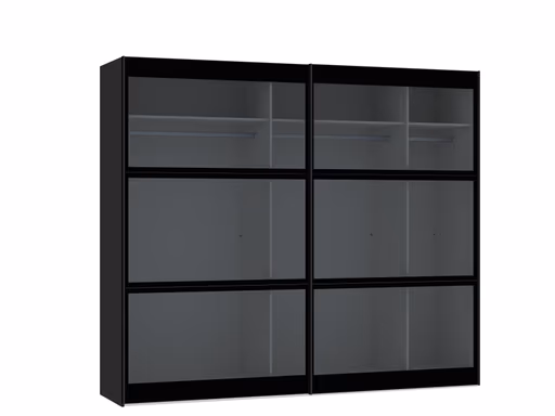 Schwebetürenschrank JOIN IT- B ca. 252 cm,  Schwarz, Rauchglas, Dunkel
