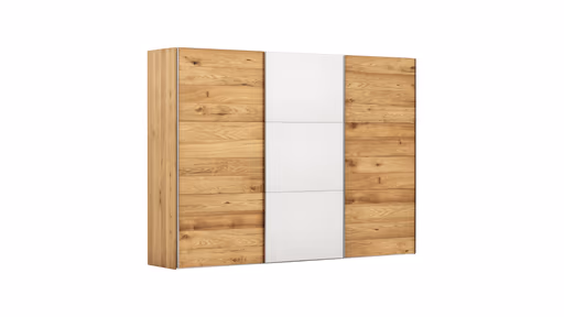 Schwebetürenschrank Colorado - B ca. 307 cm, Eichenfurnier mit Glas