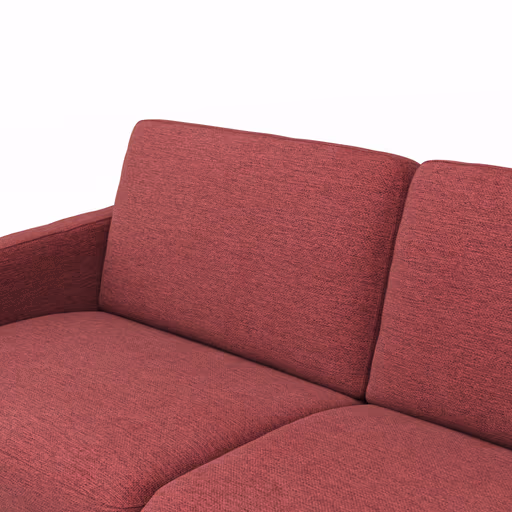 Ecksofa Nuoro - 2-Sitzer mit Longchair rechts inkl. Schlaffunktion und Bettkasten, Stoff, Rubin