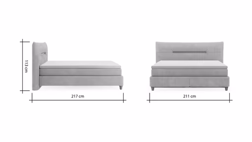 Boxspringbett Alpin - Liegefläche ca. 180x200 cm, Stoff, Graubeige