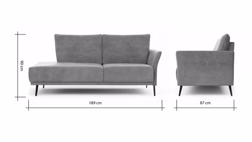 Recamiere Rosario - Ausrichtung rechts, Leder, Rauchbraun
