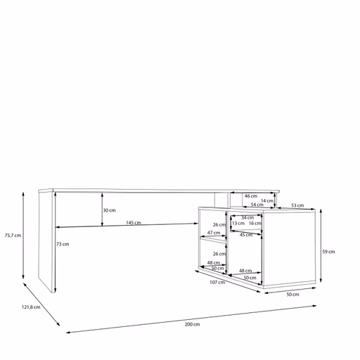Schreibtisch FJODOR- LB ca. 200x75 cm, Sand
