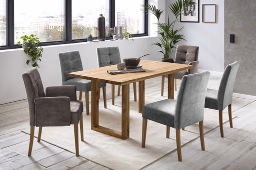 Armlehnstuhl - Velour, Graubraun