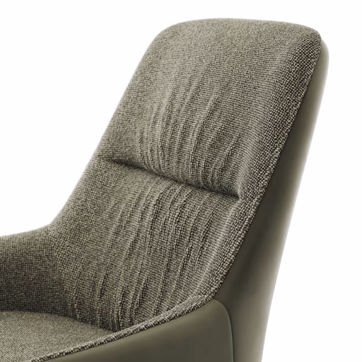 Armlehnstuhl Sagres - drehbar, Leder & Stoff, Olive