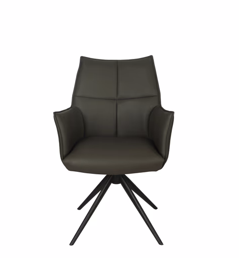 Armlehnstuhl MELE - drehbar, Leder, Dunkelbraun