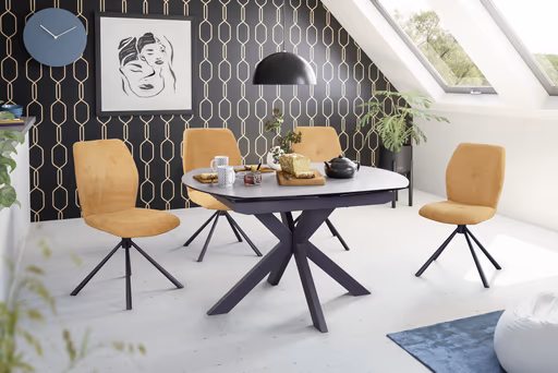 Stuhl MANOA - drehbar, Stoff, Senfgelb