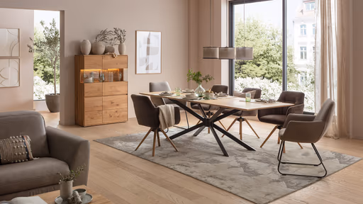 Armlehnstuhl Nashville - drehbar, Stoff, Dunkelbraun