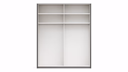 Drehtürenschrank Viana - B ca. 204 cm, Lack, Steingrau, Riffholz, Wildeiche