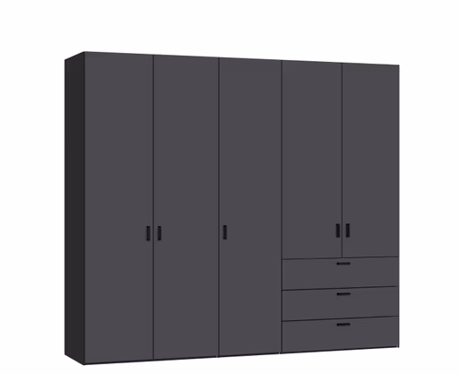 Drehtürenschrank JOIN IT- B ca. 252 cm, Schwarz, Anthrazit