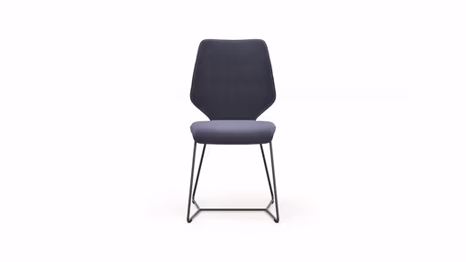 Stuhl Penthouse - Stoff, Dunkelblau, Leder, Lavendel, Kufen, Anthrazit