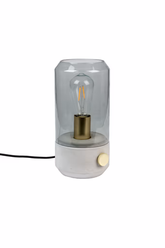 Tischleuchte - DH ca. 14x29 cm, Beton, Rauchglas