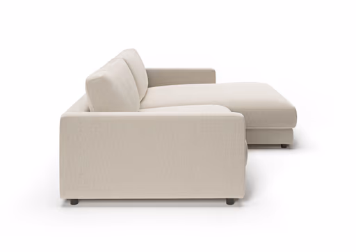 Ecksofa - 1,5-Sitzer mit Longchiar rechts, Stoff, Natur