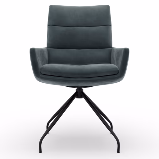 Armlehnstuhl Jukka - Stoff, Jade, Stativ, Schwarz, Drehbar