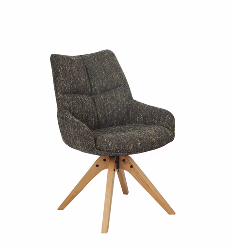 Armlehnstuhl MATTEA - drehbar, Stoff, Dunkelbraun