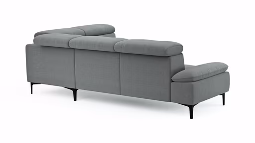 Ecksofa Felipa - 2,5-Sitzer mit Ecke rechts inkl. Kopfteil verstellbar, Stoff, Grau